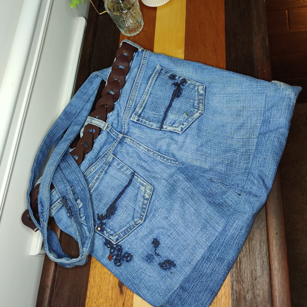 90'a Handsewn Denim Skirt Bag - Picture 2 of 5